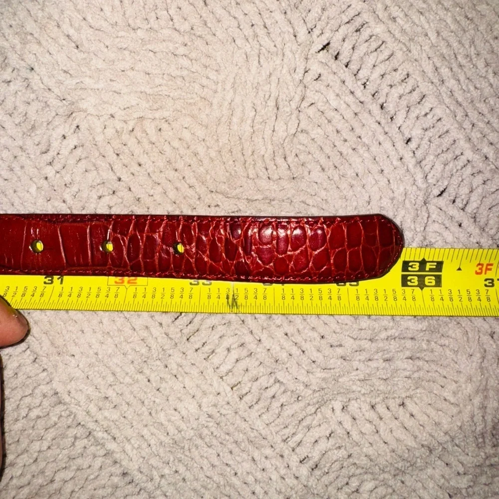 Brighton Red Leather Belt with Silver Accents